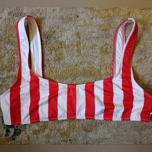 SOLID & STRIPED Red and White Bikini Top